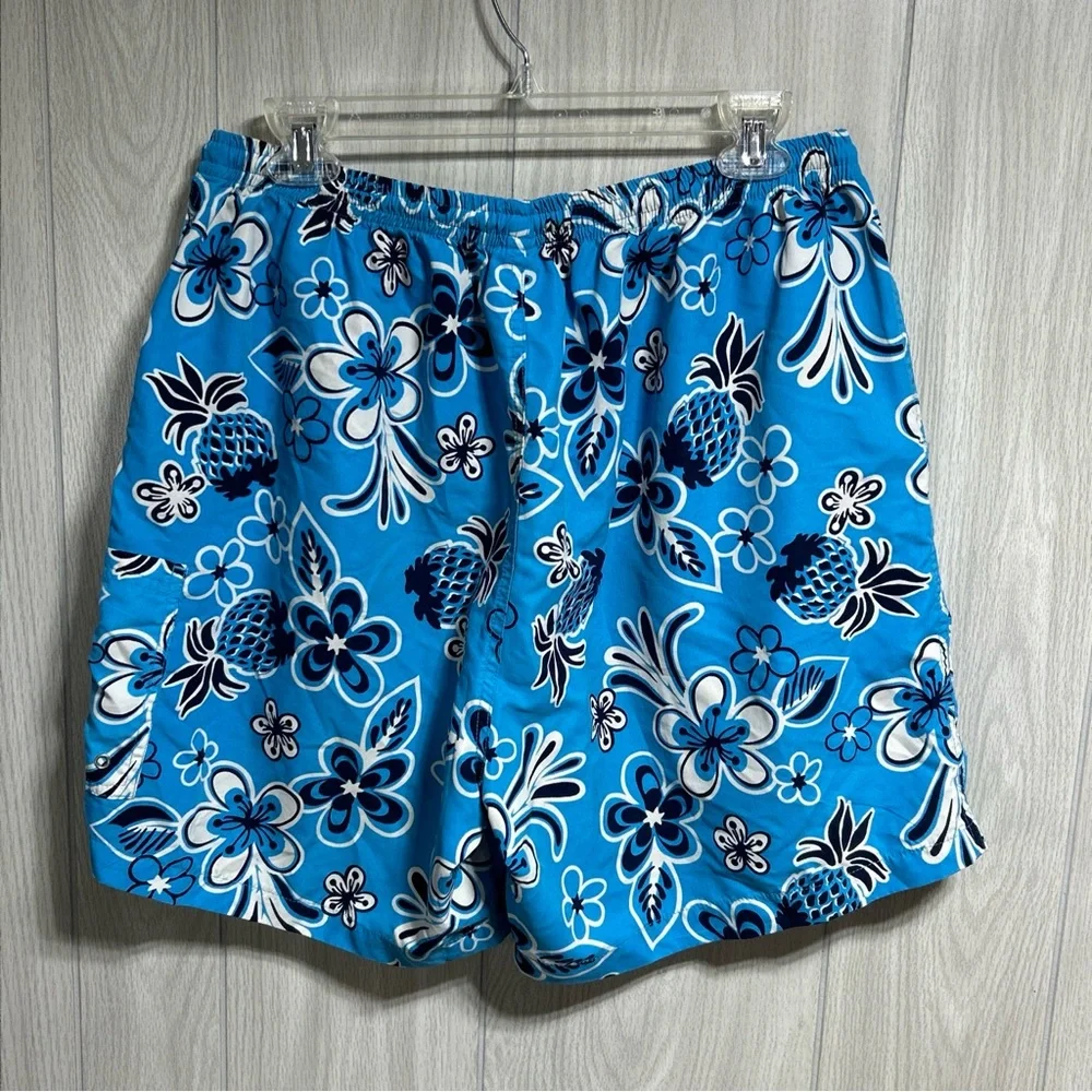 Men’s Blue tropical Print Swim Shorts Size Large